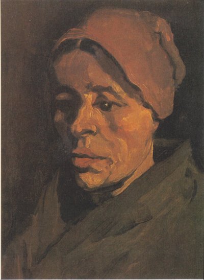 Head of a Peasant Woman with Brownish Bonnet by Vincent van Gogh